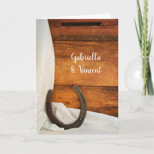 Hufeisen- und Weißsatin-Hochzeit Einladung