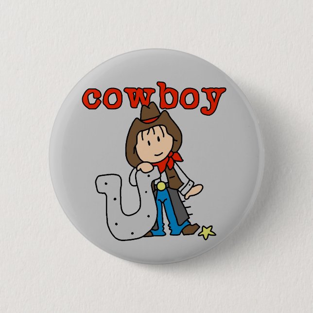 Hufeisencowboy-T-Shirts und Geschenke Button (Vorderseite)