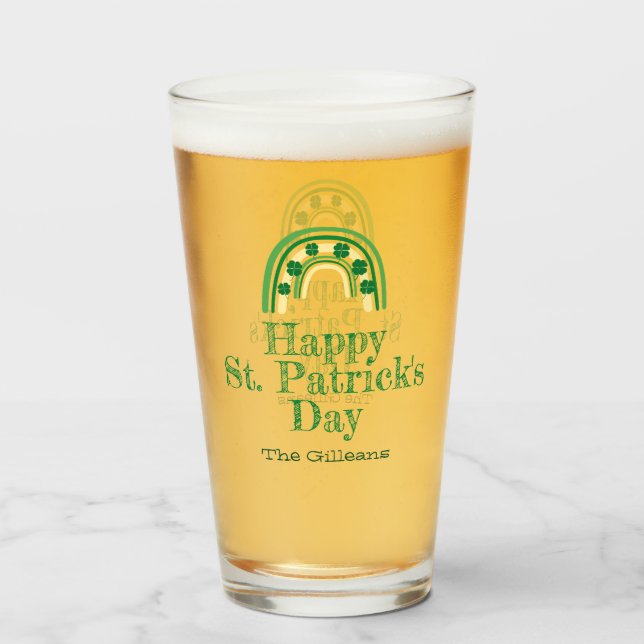 Hufeisenhufeisen St Patricks Day Beer Glas (Vorne (Gefüllt))