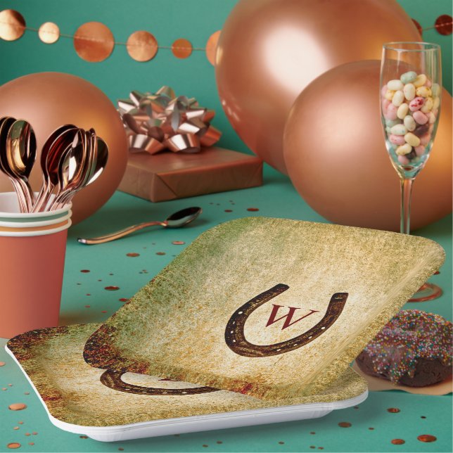 Hufeisenpapier-Mit Monogramm Teller (Multi)
