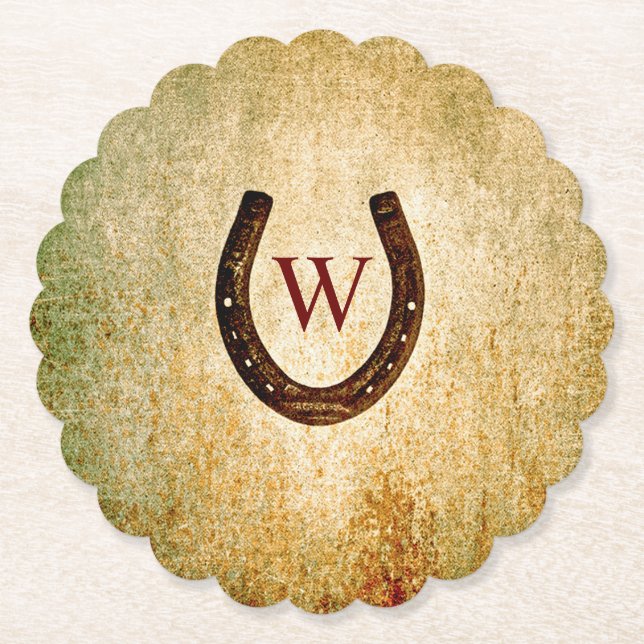 Hufeisenpapier Mit Monogramm Untersetzer (Vorderseite)
