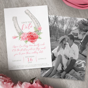 Hufeisenrosen Aquarell grau rot pink Hochzeit Save The Date