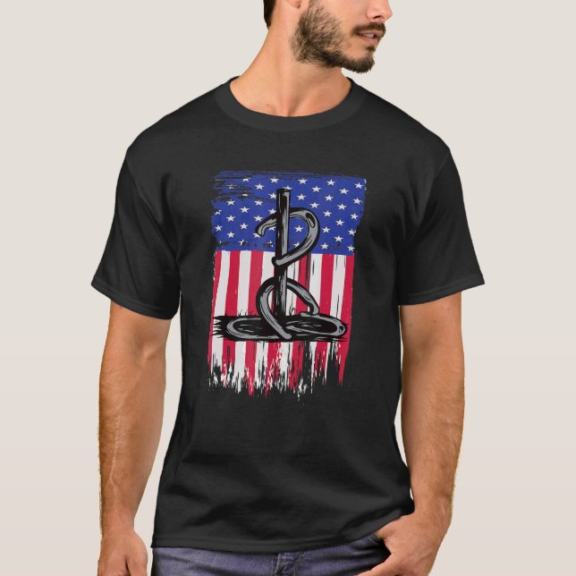 Hufeisenwerfen Pitching Werfer US-Flagge T-Shirt (Vorderseite)