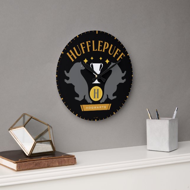 HUFFLEPUFF™ Badger und Cup House Pride Grafik Große Wanduhr (Büro)