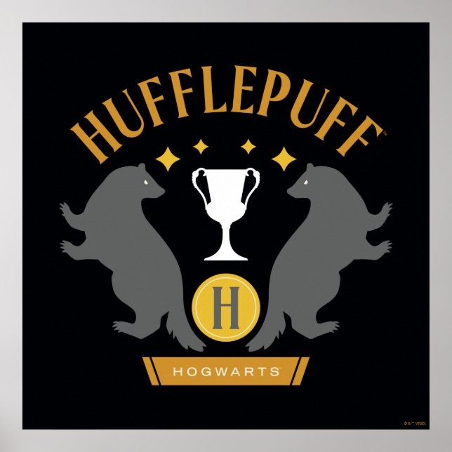 HUFFLEPUFF™ Badger und Cup House Pride Grafik Poster (Vorne)