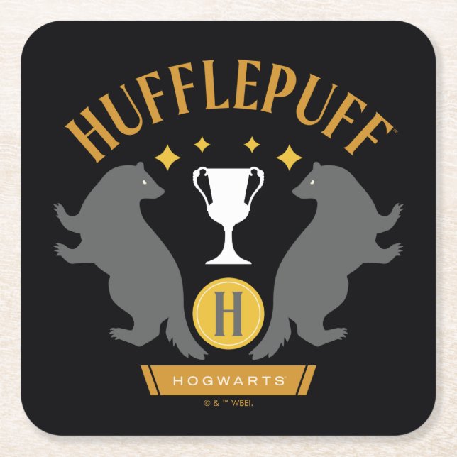 HUFFLEPUFF™ Badger und Cup House Pride Grafik Rechteckiger Pappuntersetzer (Vorderseite)