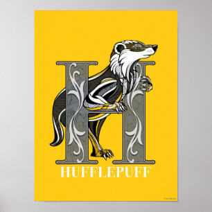 HUFFLEPUFF™ Crosshatched Emblem Poster