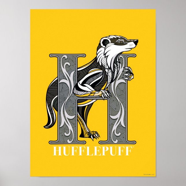 HUFFLEPUFF™ Crosshatched Emblem Poster (Vorne)