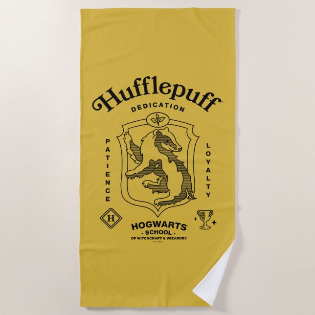 HUFFLEPUFF™ Dedication Patience Loyalty Crest Strandtuch (Vorderseite)