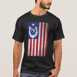 Hufschmied Amerikanische Flagge Hufeisen Pferdebes T-Shirt