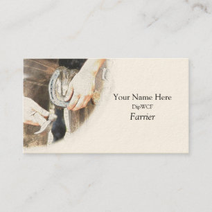Hufschmied, der ein Hufeisen nagelt Visitenkarte