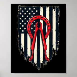 Hufschmied Patriot USA-Flagge Pferde süß SS süß si Poster