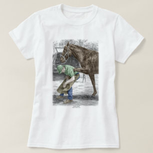 Hufschmied-Schmied, der Pferd beschuht T-Shirt