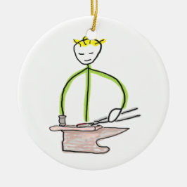 Hufschmied Stickman Keramik Ornament
