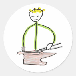 Hufschmied Stickman Runder Aufkleber