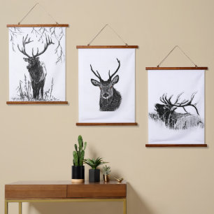 Huftiere Wandteppich Mit Holzrahmen