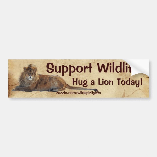 HUG A LION Wildlife Support Autoaufkleber (Vorne)