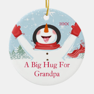 Hug für Opa Weihnachtsmann Schneemann Weihnachtsba Keramikornament
