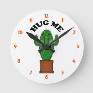 Hug Me Cactus Runde Wanduhr