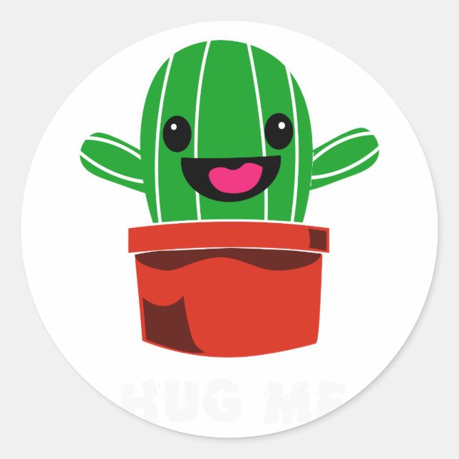 Hug Me - Cactus Runder Aufkleber (Vorderseite)