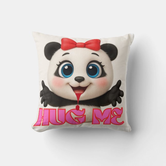 Hug Me 🤗 panda Pillow – Cute Kawaii Panda Kissen (Vorderseite)