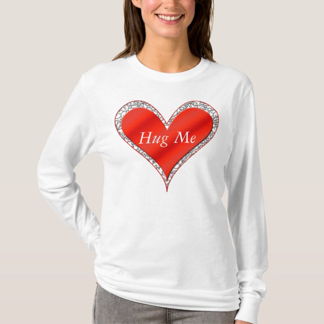 Hug Me Valentine's Day Heart Hoodie T-Shirt (Vorderseite)