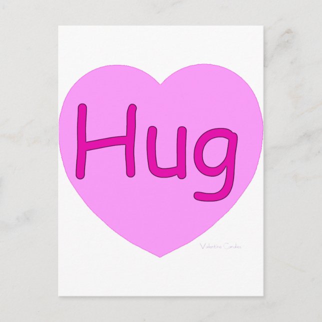 Hug Pink Heart Postkarte (Vorderseite)