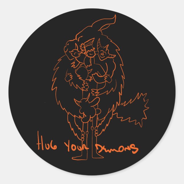 Hug Your Demons Runder Aufkleber (Vorderseite)