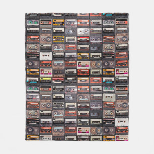 Huge collection of audio cassettes. Retro musical  Fleecedecke