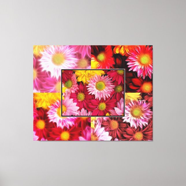 HUGE Daisies Quadtych Art Wrapped Canvas Leinwanddruck (Vorderseite)