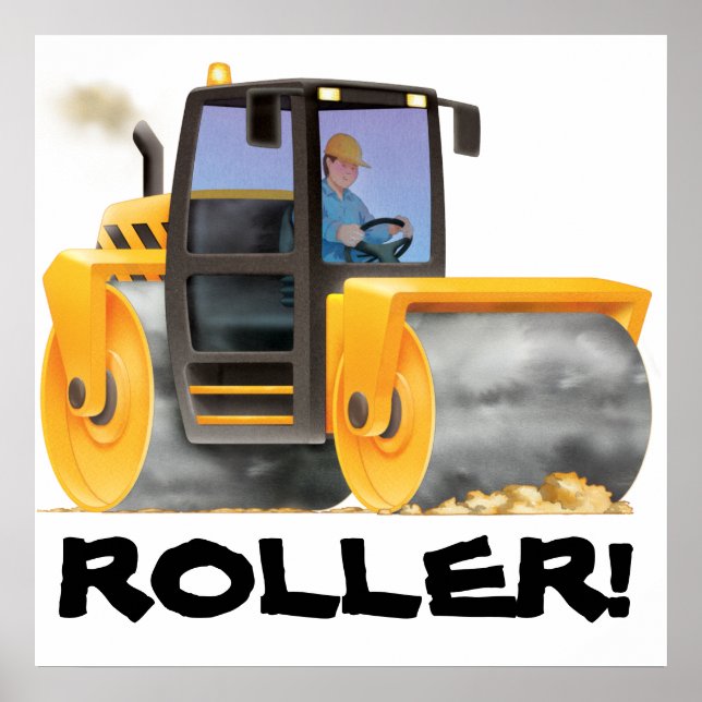 HUGE Kid's Construction Road Roller Poster (Vorne)