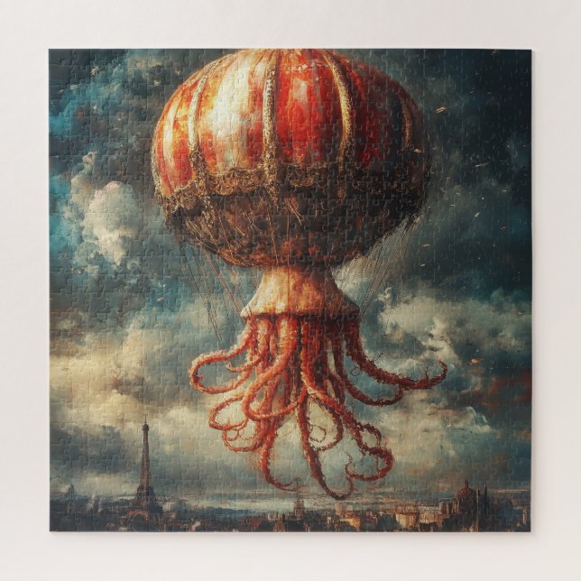 Huge Octopus Hot Air Balloon Over Paris Puzzle (Vertikal)