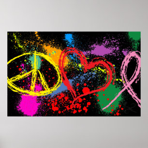 "Huge" Peace Love Hope Paint Splatter Poster
