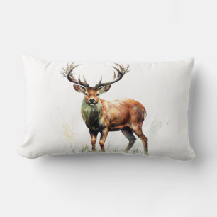 Huge Racks Deer Solid White Lendenkissen