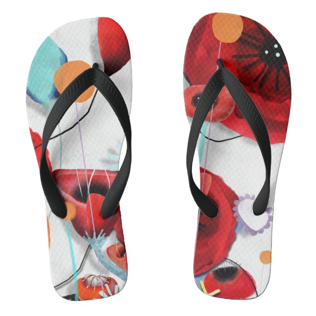 HUGE RED Poppy Flip Flops (Fußbett)