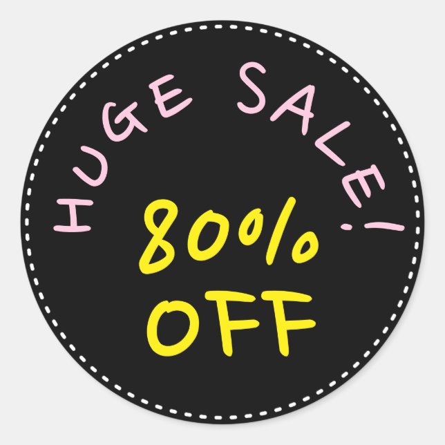 "HUGE SALE!" "80% OFF" Rundaufkleber Runder Aufkleber (Vorderseite)