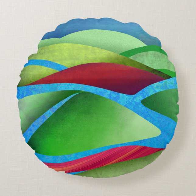 Hügel auf Eiswürfelkissen Rundes Kissen (Vorderseite)