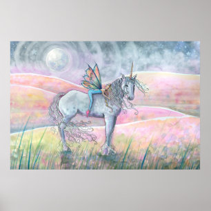 Hügel des Zaubers Einhorn und Feen Fantasy Kunst Poster