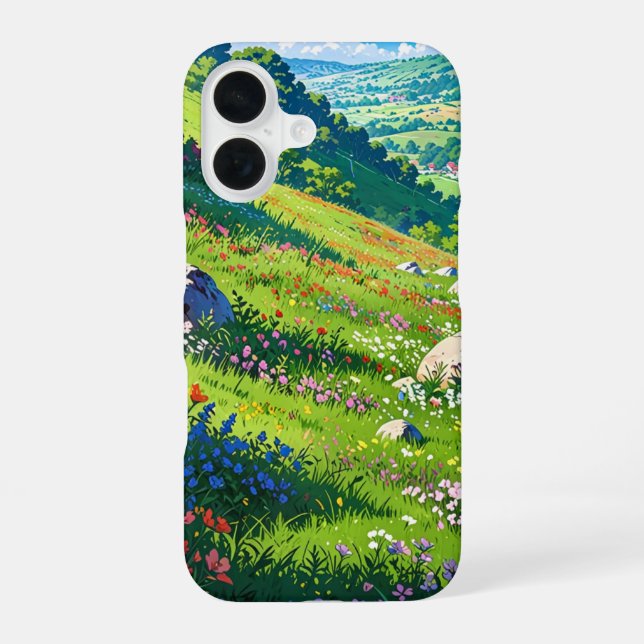 Hügel im Frühling iPhone 16 Hülle (Rückseite)