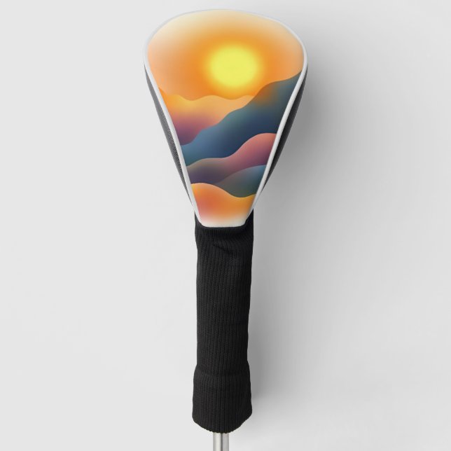 Hügel mit leuchtendem Sonnenuntergang Golf Headcover (Vorderseite)