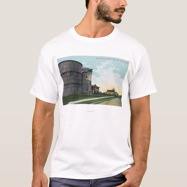 Hügel-Wasserreservoir-Szene der Königin-Anne T-Shirt (Vorderseite)