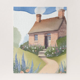 Hügelhaus Aquarell-Ziegel-Hausmalerei Puzzle