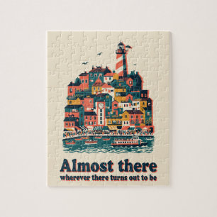 Hügelnde Hafenstadt Retro-Puzzle Puzzle