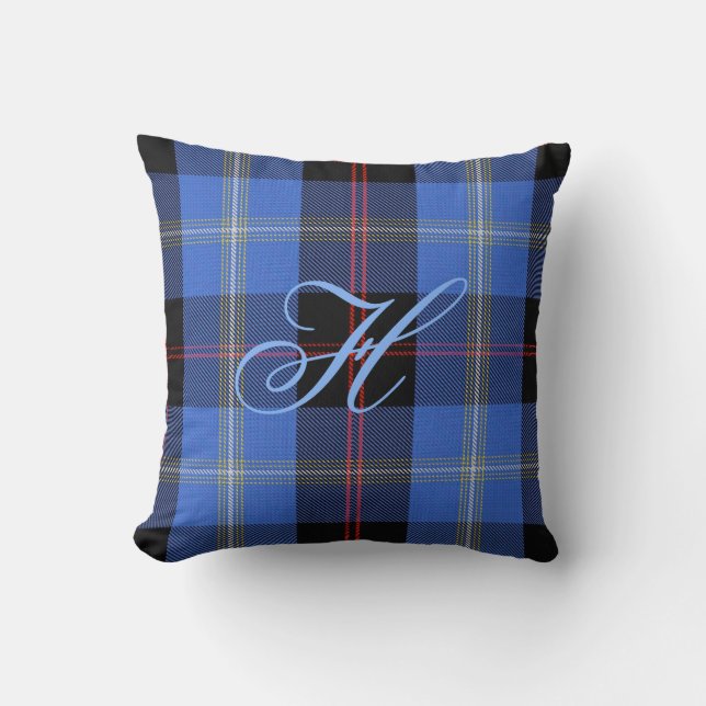 Hügeltartan-Monogramm-Kissen Kissen (Vorderseite)