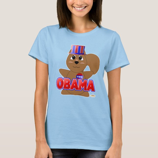 Huggable Voting Brown Eichhörnchen Red Obama T-Shirt (Vorderseite)