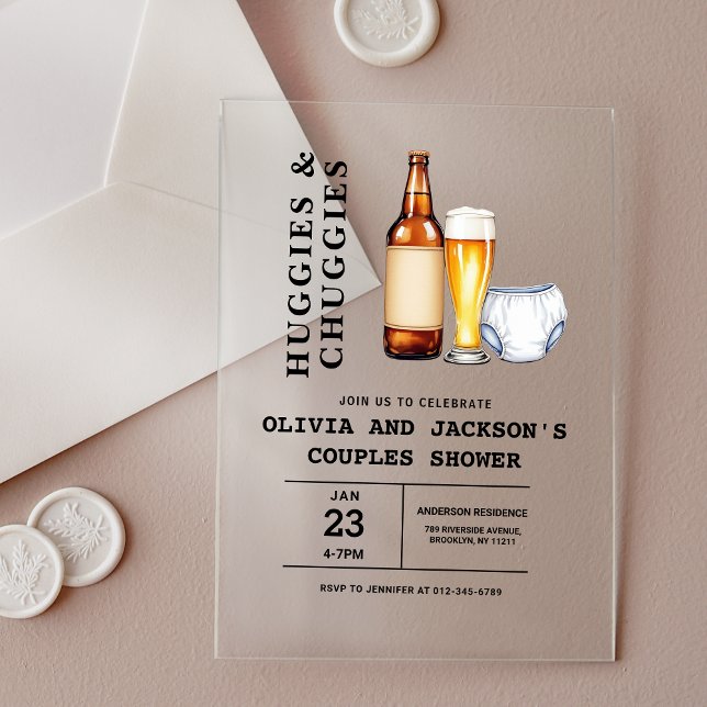 Huggies and Chuggies Couples Baby Shower Acryleinladungen (Von Creator hochgeladen)