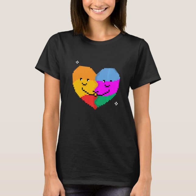 Hugging Heart Lgbtq Gay Rights Proud Pride Rainbow T-Shirt (Vorderseite)