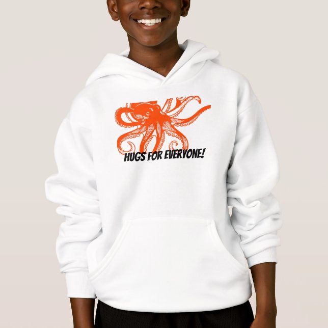 Hugging orange Octopus  Hoodie (Vorderseite)