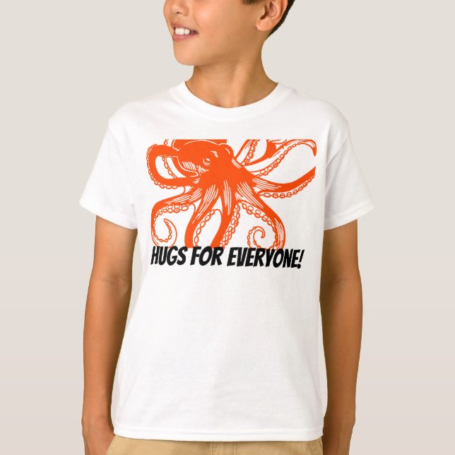Hugging orange Octopus Kids T-Shirt  (Vorderseite)