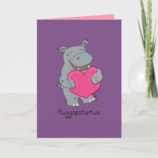 Huggopotamus Valentinstag Hippo Grußkarte Karte (Vorderseite)